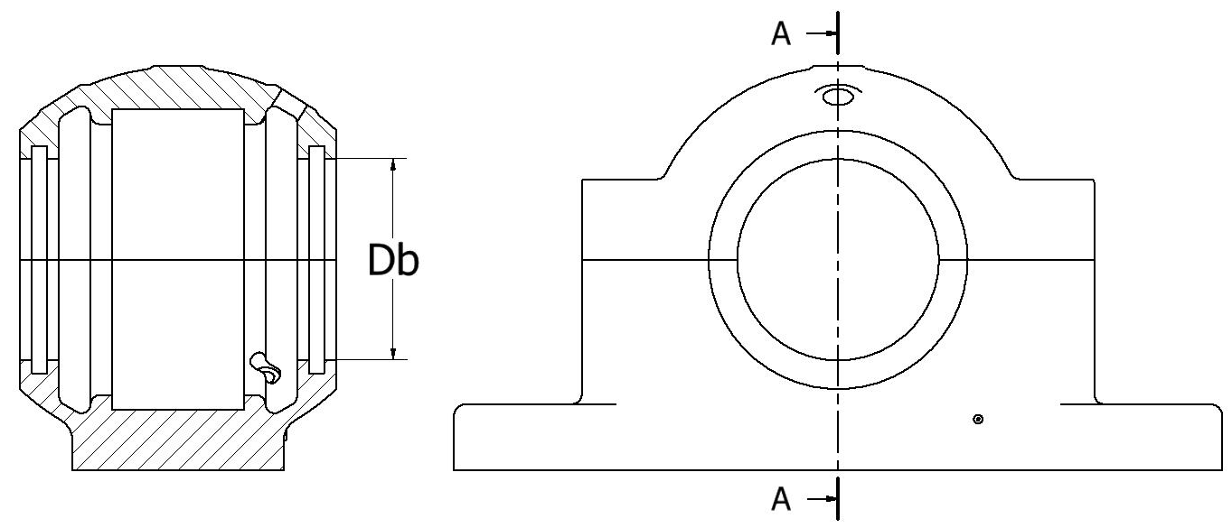 Split plummer block bearing housing, Stainless steel SES513-611-L