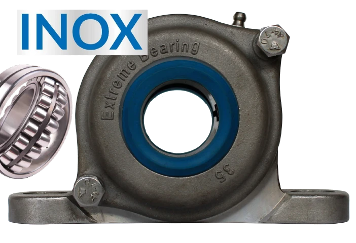 Stainless steel Self-Aligning pillow and flange bearing units for the harsh environments and machinery used in waste water management, water treatment