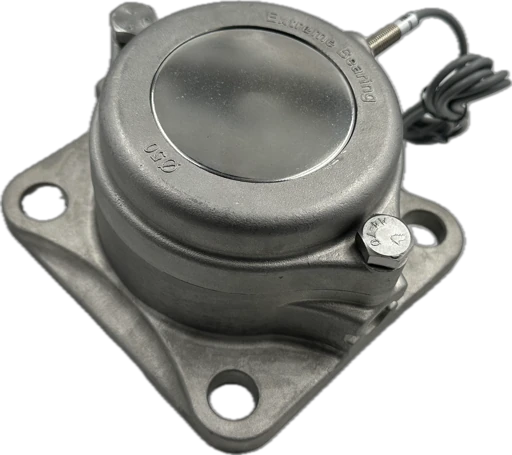 AISI 316 stainless steel mounted bearing unit with integrated rotation detection sensor for conveyor belts